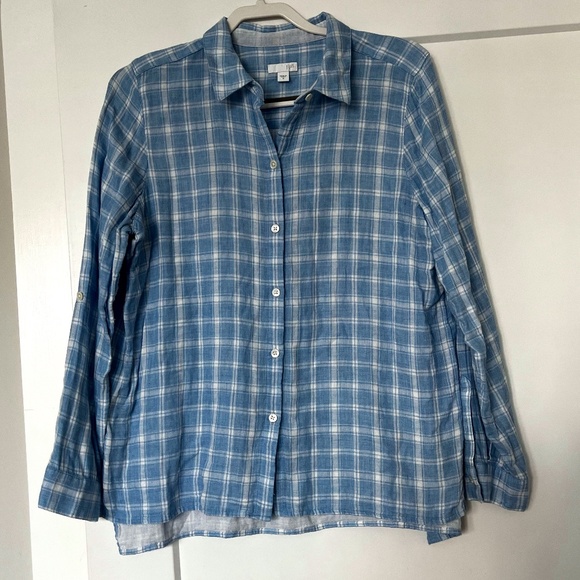 J. Jill Tops J Jill Blue Plaid Long Sleeve 0 Cotton Casual Button Down Shirt Poshmark
